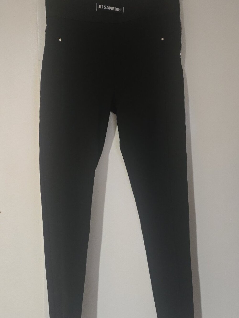 Jil Sanedr Black High Waisted Side Zip Skinny Pants Women's Size L Cotton